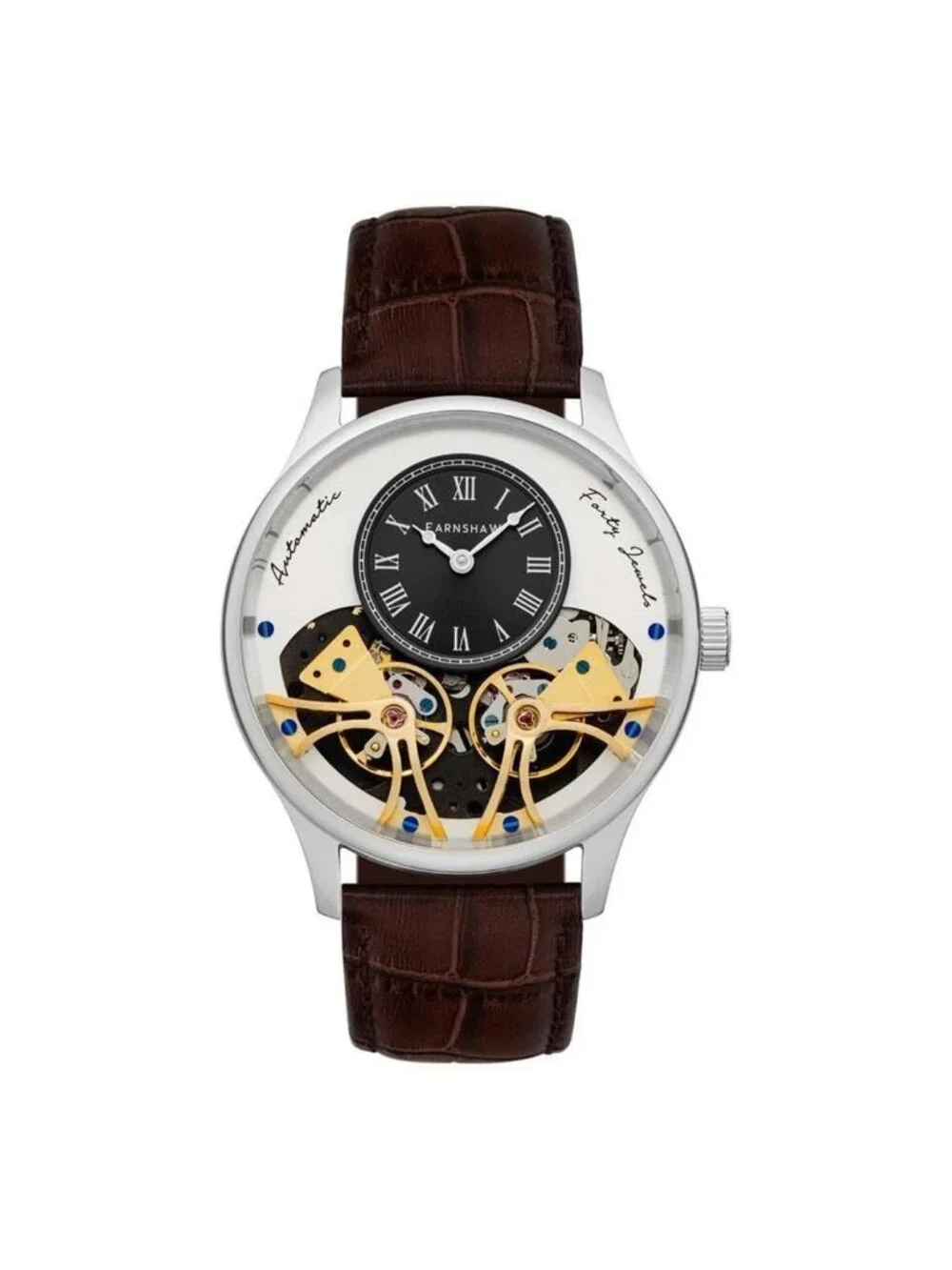 NWT Thomas Earnshaw Scientists Faraday Double Barrel Black Dial Men's Watch